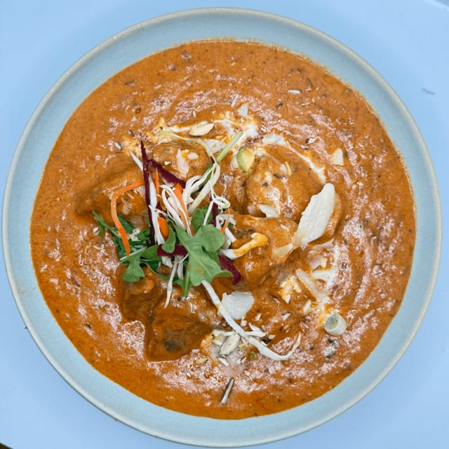 Paneer Butter Masala Curry With Rice.