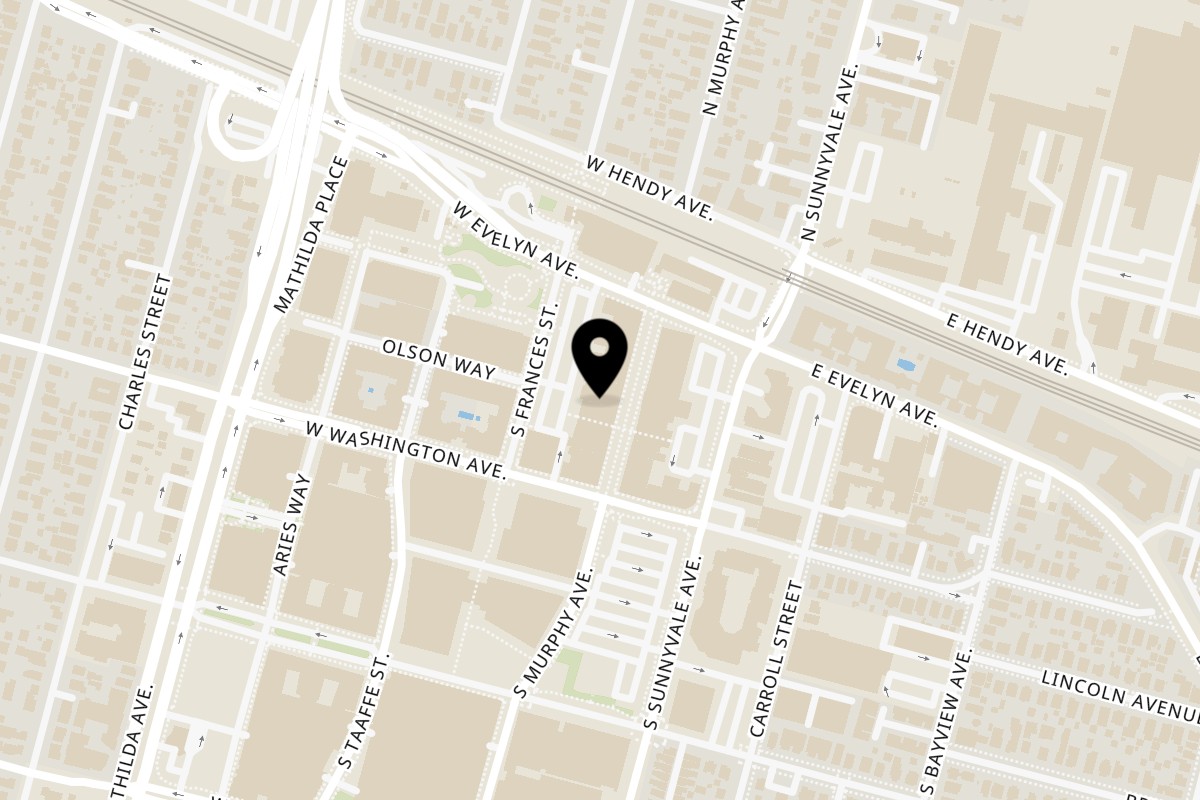 Map showing the location of Delhi to Kathmandu, Restaurant & Bar on 155 S Murphy Ave in Sunnyvale